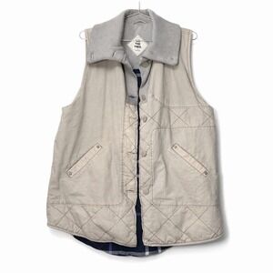 Free People We The Free Small Beige Quilted Vest Waxed Oversized Lined Halley